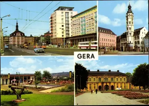 Ak Gera in Thüringen, Straße der Republik, Rathaus, Terrassencafe Osterstein, Orangerie