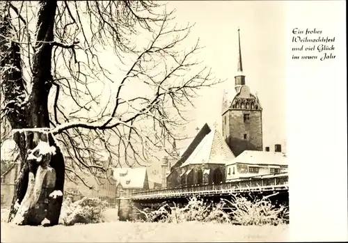 Ak Untermhaus Gera in Thüringen, Marienkirche im Winter, Weihnachten, Neujahr