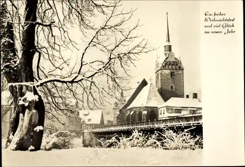 Ak Untermhaus Gera in Thüringen, Marienkirche im Winter, Weihnachten, Neujahr