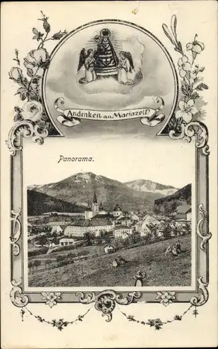 Ak Mariazell Steiermark, Panorama, Gnadenbild