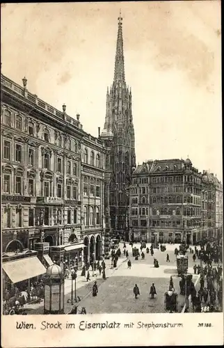 Ak Wien 1 Innere Stadt, Stock im Eisenplatz mit Stephansturm