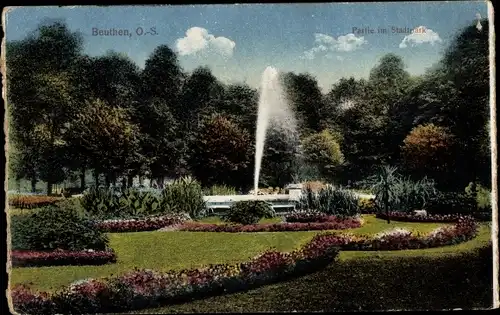Ak Bytom Beuthen Oberschlesien, Partie im Stadtpark