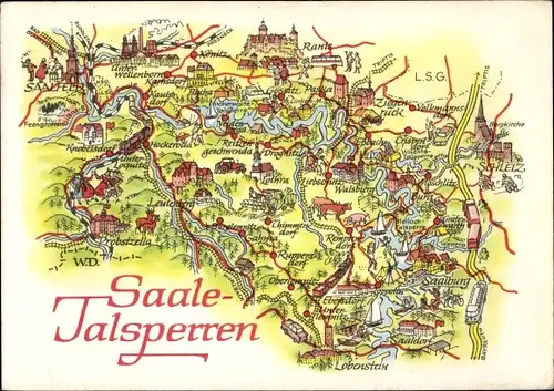 Landkarten Ak Saalburg in Thüringen, Saale-Talsperren