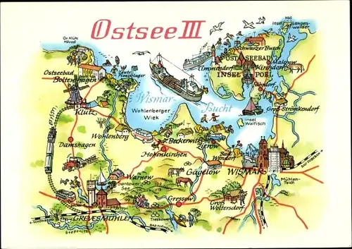 Landkarten Ak Ostsee, Boltenhagen, Grevesmühlen, Wismar, Insel Poel