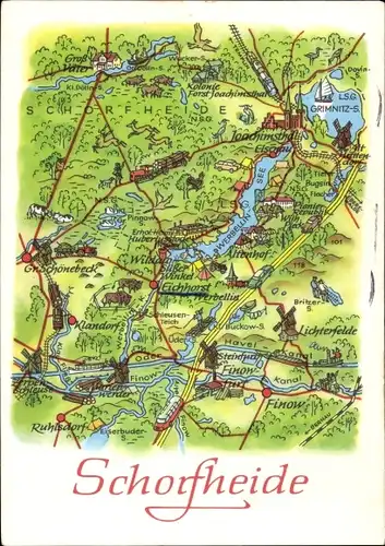 Landkarten Ak Schorfheide Barnim, Eichhorst, Lichterfelde, Havel, Finow