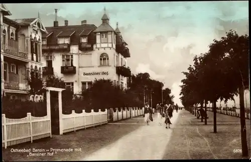 Ak Ostseebad Bansin Heringsdorf auf Usedom, Promenade mit Bansiner Hof