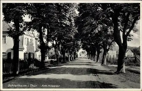 Ak Schlotheim in Thüringen, Blick in die Allee am Kloster