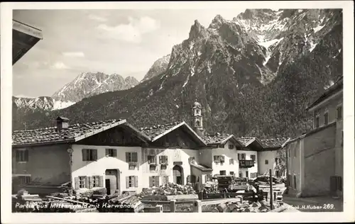 Ak Mittenwald in Oberbayern, Teilansicht mit Karwendel