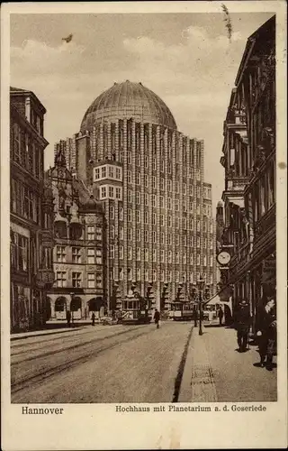 Ak Hannover in Niedersachsen, Hochhaus mit Planetarium an der Goseriede