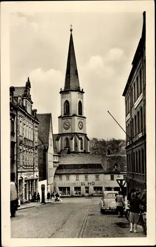 Ak Stollberg im Erzgebirge, Platz, Kirche, Lebensmittel HO