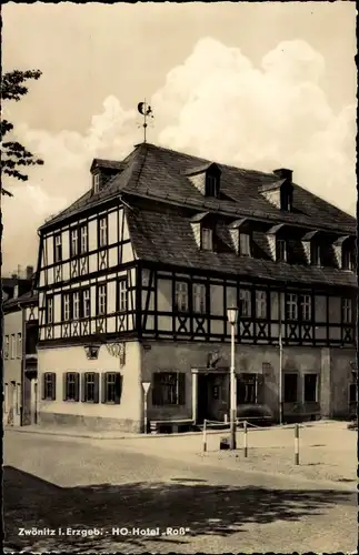 Ak Zwönitz im Erzgebirge Sachsen, HO Hotel Roß