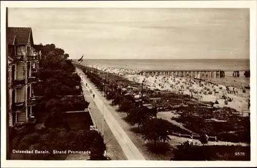 Ak Ostseebad Bansin Heringsdorf auf Usedom, Strandpromenade, Strand, Seebrücke