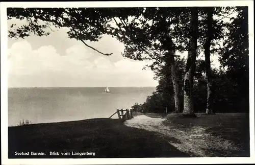 Ak Ostseebad Bansin Heringsdorf auf Usedom, Blick vom Langenberg, Segelboot