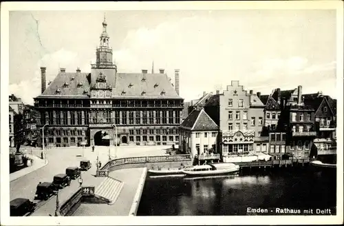 Ak Emden in Ostfriesland, Rathaus mit Delft