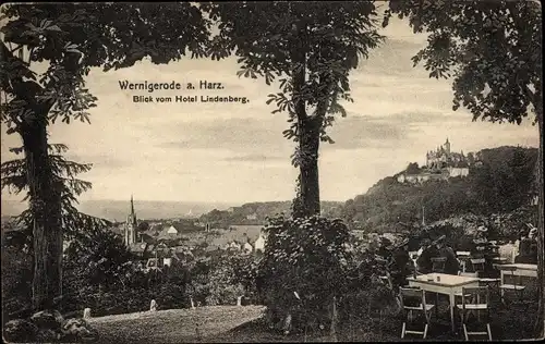 Ak Wernigerode im Harz, Blick vom Hotel Lindenberg