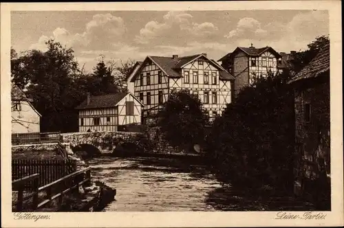 Ak Göttingen in Niedersachsen, Leinepartie, Brücke