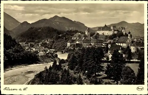 Ak Füssen im Ostallgäu, Ortsansicht mit Burg