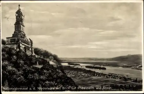 Ak Rüdesheim am Rhein, Niederwald Nationaldenkmal, Panorama