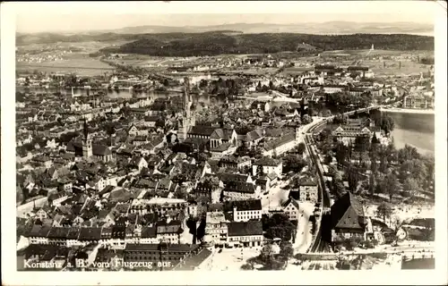 Ak Konstanz am Bodensee, vom Flugzeug aus
