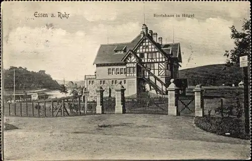 Ak Bredeney Essen im Ruhrgebiet, Bootshaus in Hügel