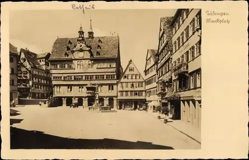 Ak Tübingen am Neckar, Marktplatz, Denkmal