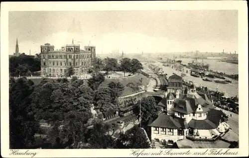 Ak Hamburg Mitte St. Pauli, Seewarte, Hafen und Fährhaus