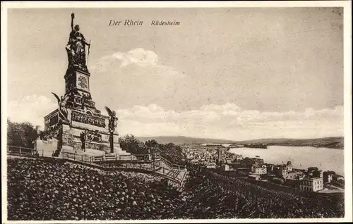 Ak Rüdesheim am Rhein, Der Rhein, Denkmal