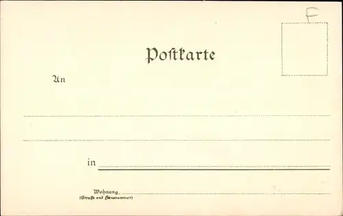 Litho Wiesbaden in Hessen, Taunusstraße, Rheinstraße, Kgl. Hoftheater, Denkmal