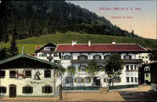 Ak Wallgau Oberbayern, Gasthof zur Post