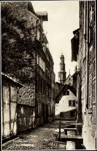 Ak Mühlhausen in Thüringen, Blick durch die Gasse