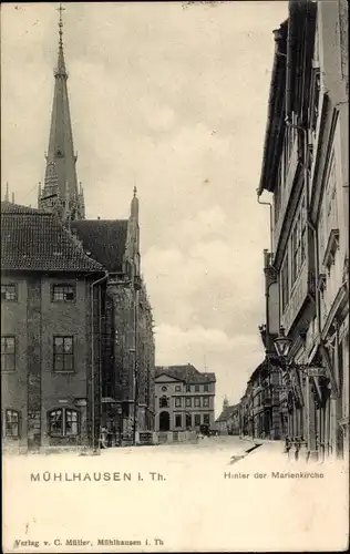 Ak Mühlhausen in Thüringen, Hinter der Marienkirche