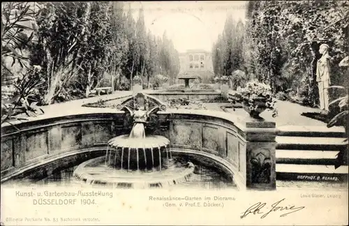 Ak Düsseldorf am Rhein, Internationale Kunst- und Gartenbau Ausstellung 1904, Renaissance Garten