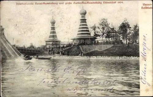 Ak Düsseldorf am Rhein, Internationale Kunst- und Gartenbau Ausstellung 1904, Wasserrutschbahn