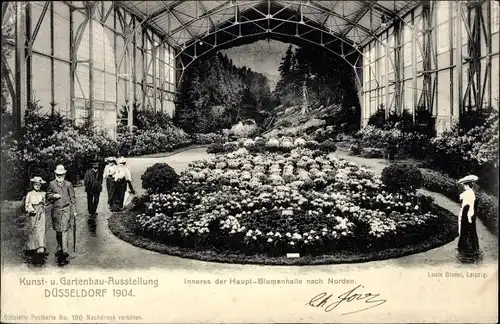 Ak Düsseldorf am Rhein, Internationale Kunst- und Gartenbau Ausstellung 1904, Haupt Blumenhalle