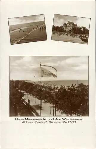 Foto Ak Ostseebad Ahlbeck Heringsdorf Usedom, Waldessaum, Strand, Haus Meereswarte