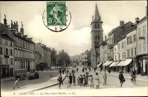 Ak Saint Dié des Vosges, La Place Saint Martin