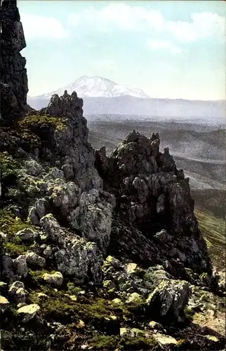 Ak Kaukasus Russland, Ansicht von unten Bermamyt, Granitsäulen, Elbrus