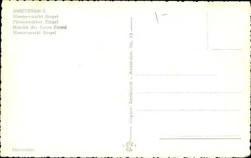 Ak Amsterdam Nordholland Niederlande, Bloemenmarkt Singel, Turm