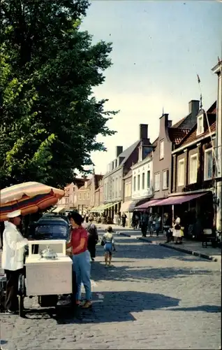 Ak Kade Sluis Zeeland Niederlande, Straßenverkäufer