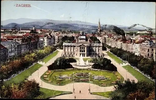 Ak Zagreb Kroatien, Panorama, Park