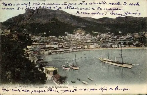 Postkarte La Condamine Monaco, Gesamtansicht
