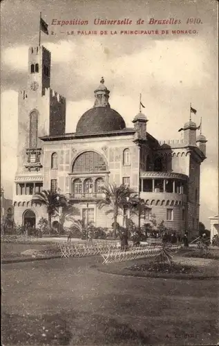 Postkarte Brüssel Brüssel, Ausstellung 1910, Der Palast des Fürstentums Monaco