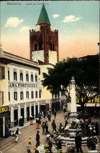 Ak Funchal Insel Madeira Portugal, Largo do Comercio