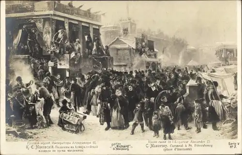 Künstler Ak Makovsky, C., Karneval in Sankt Petersburg, Admiralitätsplatz