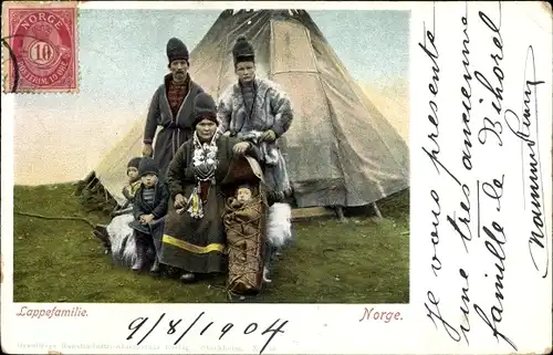 Ak Norwegen, Lappefamilie, Norwegische Tracht