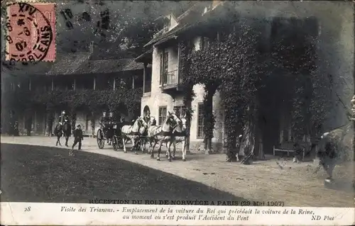 Ak-Empfang des Königs von Norwegen in Paris 1907, Besuch im Trianons