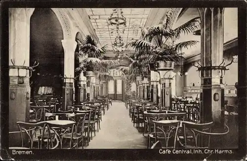 Ak Hansestadt Bremen, Café Central, Innenansicht