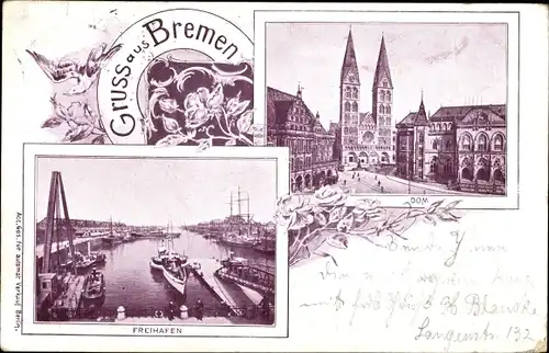 Ak Hansestadt Bremen, Freihafen, Dom