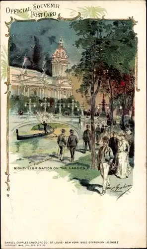 Ak Albany New York USA, Nachtbeleuchtung auf der Lagune