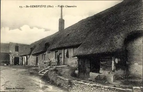 Postkarte Sainte Geneviève Oise, Gesamtansicht der Altstadt von Chaumière